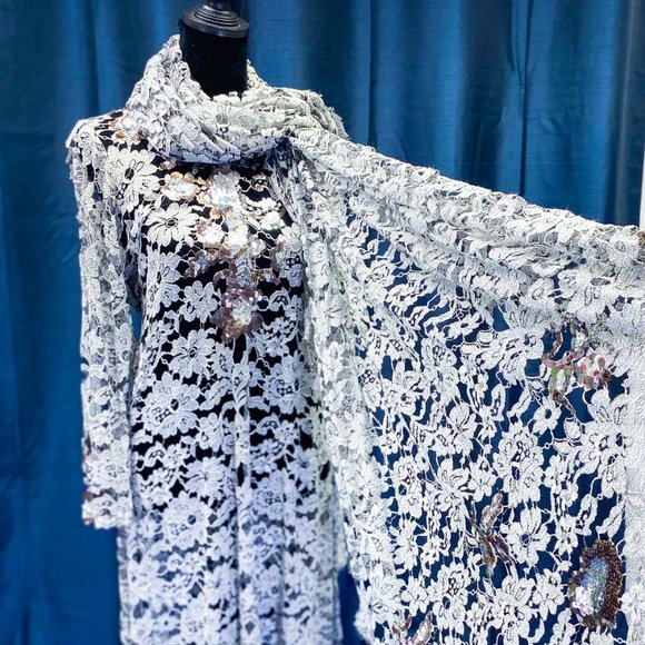 Vintage Lace Slip Dress Farah Talib Aziz Tunic Saree Traditional Indian Unique - Picture 7 of 15